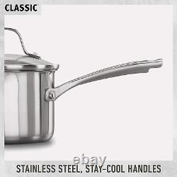 Classic 3.5 Quart Saucepan with Lid, Stainless Steel, Dishwasher Safe Saucepan