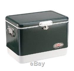 Coleman Stainless Steel Cooler Belted Vintage Ice Chest 54 Quart Camping Outdoor