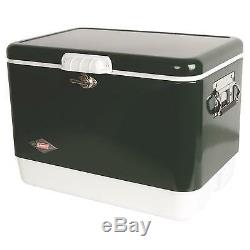 Coleman Stainless Steel Cooler Belted Vintage Ice Chest 54 Quart Camping Outdoor