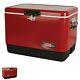 Coleman Stainless Steel Portable Cooler, 54 Quart Rustproof Ice Chest, Red