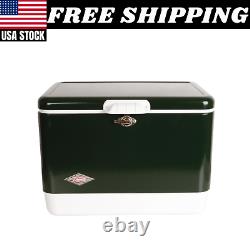 Coleman Steel Belted 54 Quart Retro Classic Cooler Box Green Stainless Steel