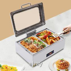 Commercial Food Warmer 2-Pan Buffet Food Warmer Stainless Steel 9 Quart 500W