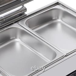 Commercial Food Warmer 2-Pan Buffet Food Warmer Stainless Steel 9 Quart 500W