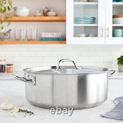 Commercial-Grade Polished Stainless Steel Brazier With Lid 20 Quart