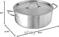 Commercial-Grade Polished Stainless Steel Brazier With Lid 20 Quart