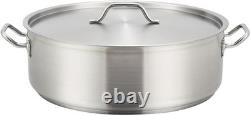 Commercial-Grade Polished Stainless Steel Brazier With Lid 20 Quart