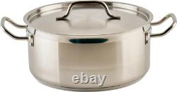 Commercial-Grade Stainless Steel Brazier with Lid, 8 Quart