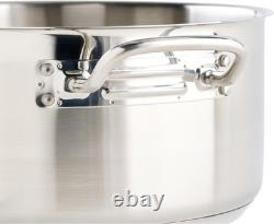 Commercial-Grade Stainless Steel Brazier with Lid, 8 Quart