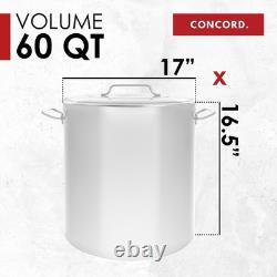 Concord Cookware Stainless Steel Stock Pot Kettle, 60-Quart
