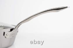 Contemporary 3-Ply Deep Frying Pan with Glass Lid, 3.6 Quart Stainless Steel