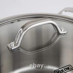 Contemporary 3-Ply Deep Frying Pan with Glass Lid, 3.6 Quart Stainless Steel