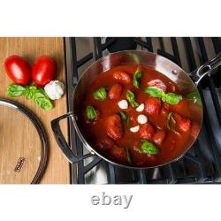 Contemporary 3-Ply Deep Frying Pan with Glass Lid, 3.6 Quart Stainless Steel