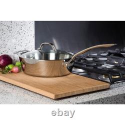 Contemporary 3-Ply Deep Frying Pan with Glass Lid, 3.6 Quart Stainless Steel