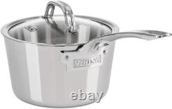 Contemporary 3-Ply Stainless Steel Saucepan, 2.4 Quart, Includes Glass Lid, Dish
