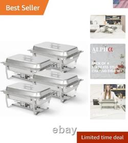 Convenient 4 Pack Catering Chafer Set 8 Quart Stainless Steel Food Warmers