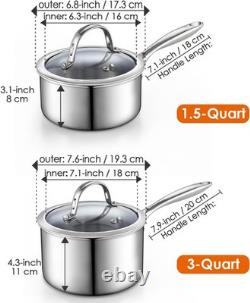Cooks Standard Stainless Steel Saucepan Set 1.5 and 3 Quart, Multi-Ply Clad S