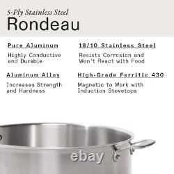 Cookware 10 Quart Stainless Steel Rondeau Pot With Lid Stainless Clad 5 Ply Co