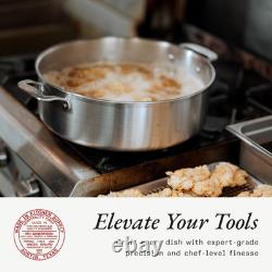 Cookware 10 Quart Stainless Steel Rondeau Pot WithLid 5 Ply Stainless Clad P