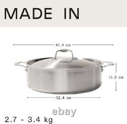 Cookware 10 Quart Stainless Steel Rondeau Pot WithLid 5 Ply Stainless Clad P