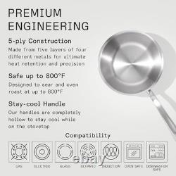 Cookware 2 Quart Stainless Steel Saucier Pan 5 Ply Stainless Clad 2 Quarts
