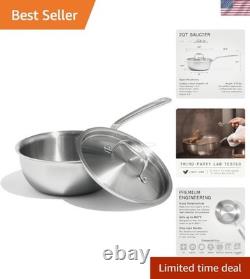 Cookware 2 Quart Stainless Steel Saucier Pan 5 Ply Stainless Clad Profe