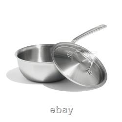 Cookware 2 Quart Stainless Steel Saucier Pan 5 Ply Stainless Clad Profe