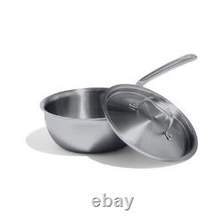 Cookware 2 Quart Stainless Steel Saucier Pan 5 Ply Stainless Clad Profe
