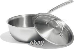 Cookware 2 Quart Stainless Steel Saucier Pan 5 Ply Stainless Clad Profe