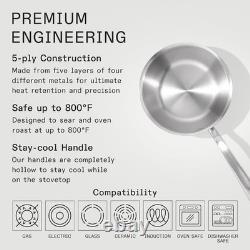 Cookware 2 Quart Stainless Steel Saucier Pan 5 Ply Stainless Clad Profe