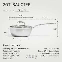Cookware 2 Quart Stainless Steel Saucier Pan 5 Ply Stainless Clad Profe