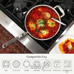 Cookware 3.5 Quart Stainless Steel Saute Pan 5 Ply Stainless Clad Profe