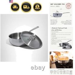 Cookware 3 Quart Stainless Steel Saucier Pan 5 Ply Stainless Clad Profe