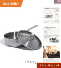 Cookware 3 Quart Stainless Steel Saucier Pan 5 Ply Stainless Clad Profe