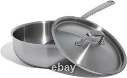 Cookware 3 Quart Stainless Steel Saucier Pan 5 Ply Stainless Clad Profe