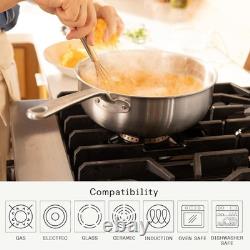 Cookware 3 Quart Stainless Steel Saucier Pan 5 Ply Stainless Clad Profe