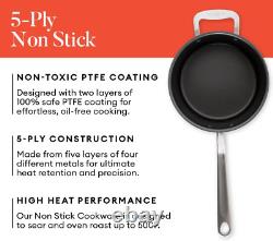 Cookware 4 Quart Non Stick Sauce Pan Stainless Clad 5 Ply Construction Mad