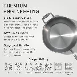 Cookware 5 Quart Stainless Steel Saucier Pan 5 Ply Stainless Clad Professi