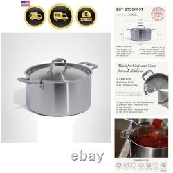 Cookware 8 Quart Stainless Steel Stock Pot With Lid 5 Ply Stainless Clad