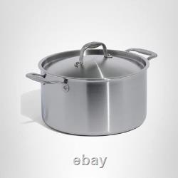Cookware 8 Quart Stainless Steel Stock Pot With Lid 5 Ply Stainless Clad