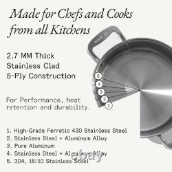 Cookware 8 Quart Stainless Steel Stock Pot With Lid 5 Ply Stainless Clad