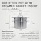 Cookware 8 Quart Stainless Steel Stock Pot With Steamer Basket Insert 5 P