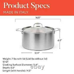 Cookware With Lid Stainless Clad 5 Ply Construction 12 Quart Stock Pot