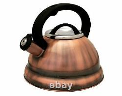 Copper Finish Stainless Steel 3-quart qt 2.8 Liter Whistling Tea Kettle Capsule