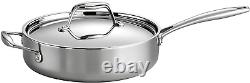Covered Deep Saute Pan Stainless Steel Induction-Ready Tri-Ply Clad 3-Quart, 801