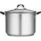 Covered Stock Pot Stainless Steel Home Kitchen Soup Cookware Glass Lid 16 Quart