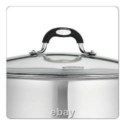 Covered Stock Pot Stainless Steel Home Kitchen Soup Cookware Glass Lid 16 Quart