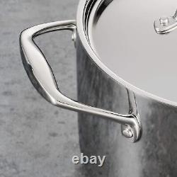 Covered Stock Pot Stainless Steel Induction-Ready Tri-Ply Clad 8 Quart, 80116