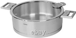 Cristel Strate Stainless Steel 5.5 Quart Saute Pan with Flat Glass Lid