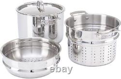 Culinary 3-Ply Stainless Steel Pasta Pot, 8 Quart, Includes Pasta & Steamer I