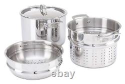 Culinary 3-Ply Stainless Steel Pasta Pot, 8 Quart, Includes Pasta & Steamer I